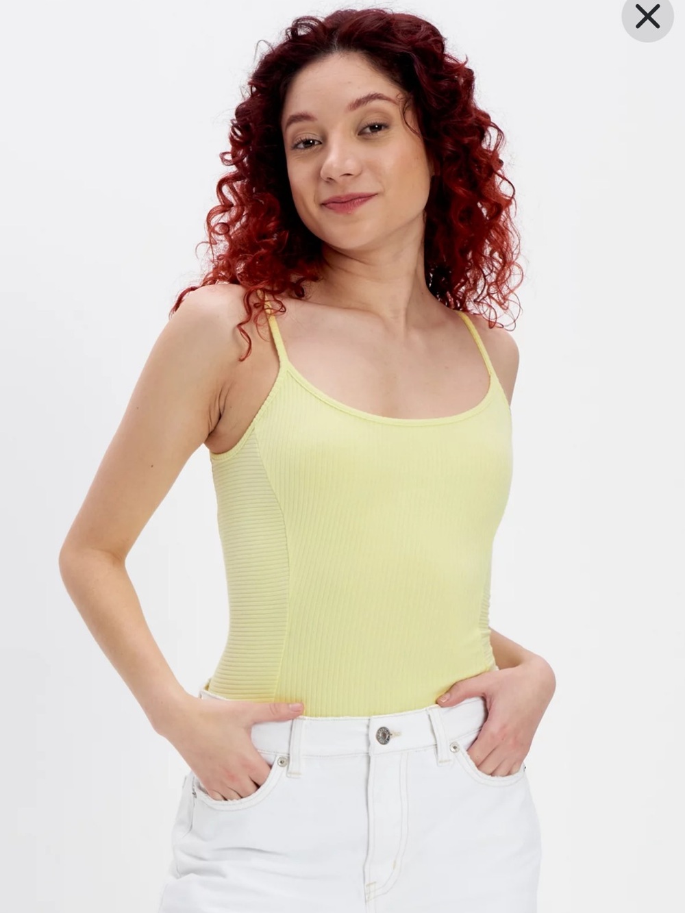 AE Butter Yellow Ribbed Cami Bodysuit